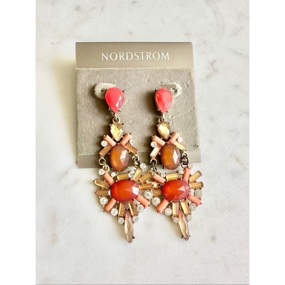 Vintage Nordstroms orange tone rhinestone earrings